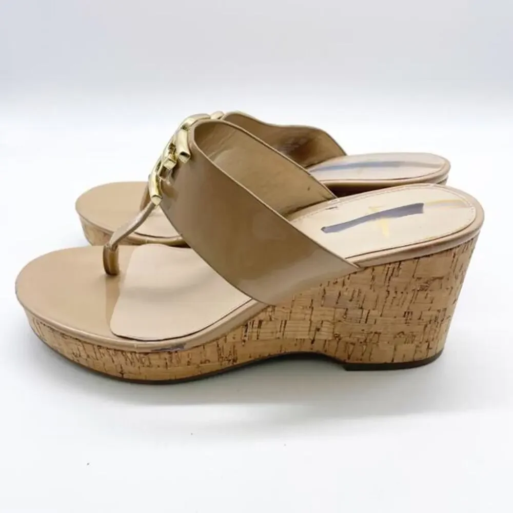 Sam Edelman‎ Women's Yardlie Emblem Platform Wedge Sandals Beige Size 8.5M